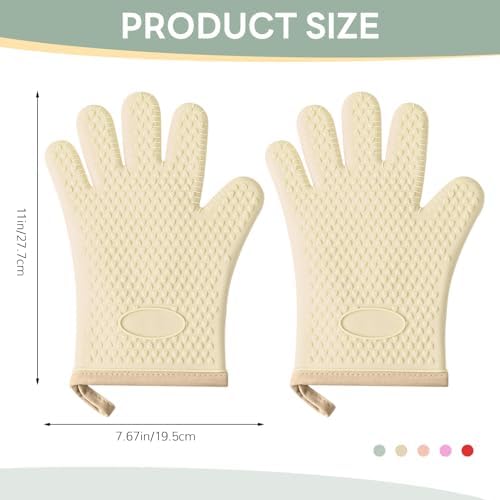 Cotton Thickened Silicone Oven Mitts Heat Resistant-2 Pack Silicone