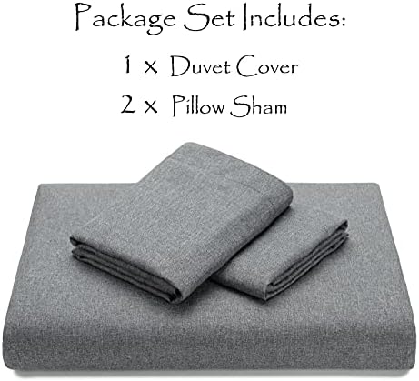 Chanasya Premium Faux Linen Bedding Duvet Cover 3-Piece Soft Luxury