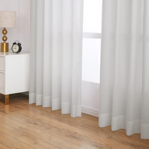 108 Inches Long Semi Sheer Curtains, 2 Panels for Living Room