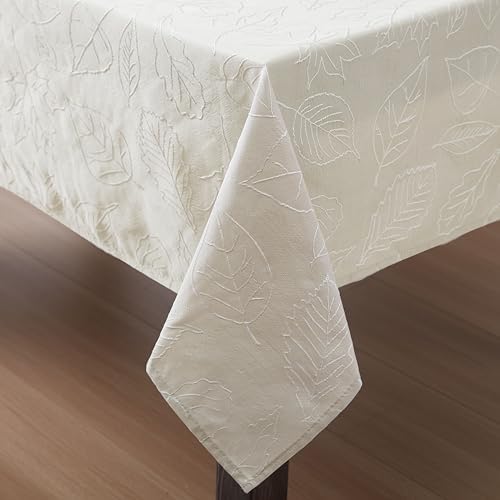 Laura Ashley Raised Embroidered Tablecloth, 60" x 84", Maple Taupe