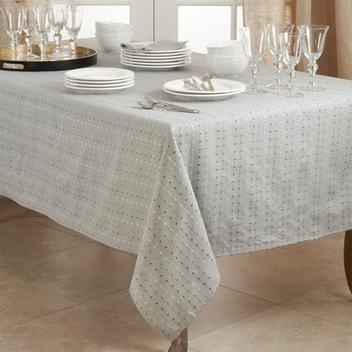 Fennco Styles Modern Stitched Line Tablecloth 70" W x 70" L - Grey