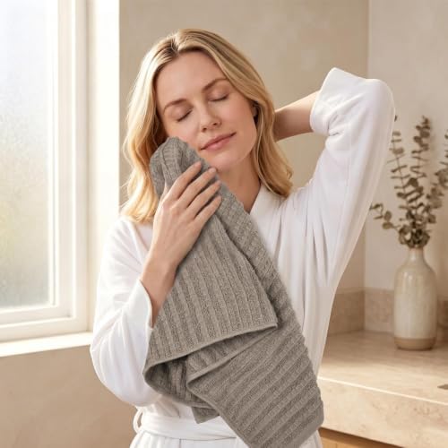 Cleanbear Waffle Hand Towels for Bathroom & Kitchen, 13” x 28”