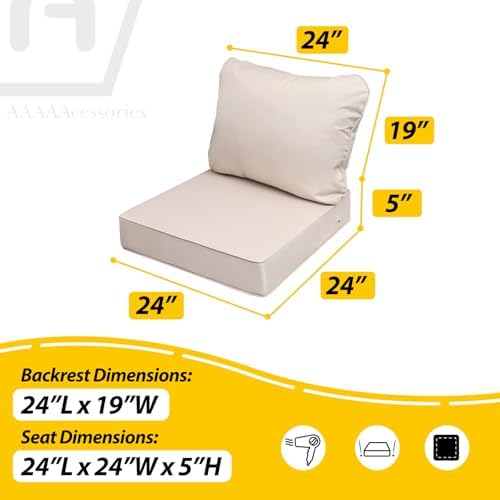 AAAAAcessories Outdoor Chair Cushions, 24 x 24 x 5 + 19 in, Set of 4