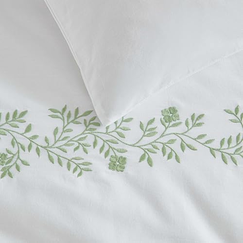 Martha Stewart - Queen Duvet Cover Set with Shams, Cotton Percale