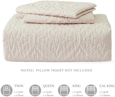 Exclusivo Mezcla King Quilt Set, Beige Cream