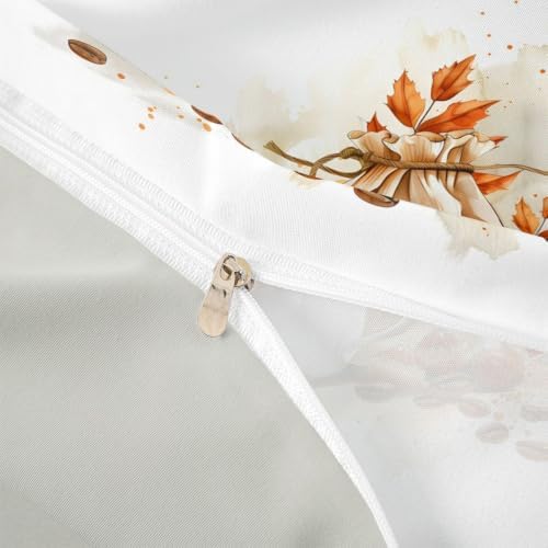 Manfei Pumpkin Coffee Girls Bedding Set Twin Size, Fall Leaves
