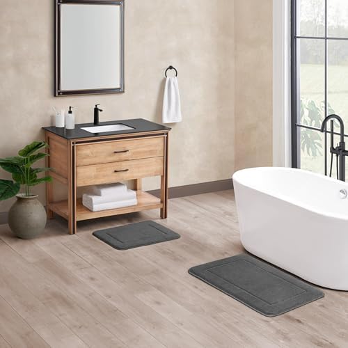 Oliver Brown - Terry Bath Mats, Set of 2 Memory Foam Bath Rugs
