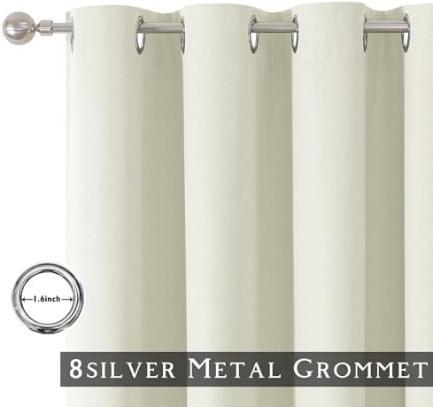 ChrisDowa Ivory Blackout Curtains 108 Inches Long 2 Panels for Bedroom