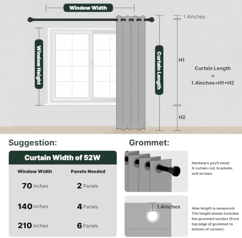 H.VERSAILTEX Oatmeal 100% Blackout Curtains for Bedroom 52x72 Inch 2