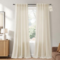 Naturoom Linen Curtains 84 Inch Long for Living Room Birch Beige 2