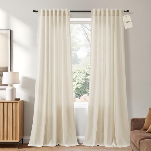 Naturoom Linen Curtains 84 Inch Long for Living Room Birch Beige 2