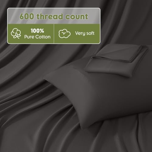 SONORO KATE 100% Egyptian Cotton Sheets King Size,600 Thread Count
