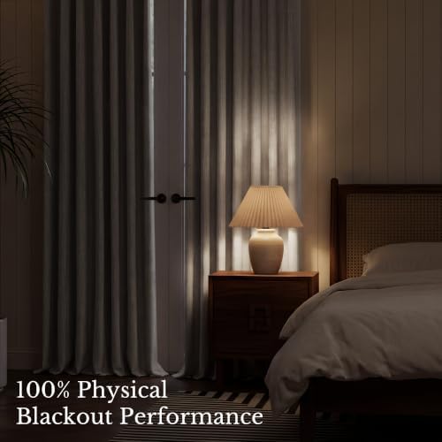 NICETOWN Pinch Pleat Heather Grey Linen Curtains 108" Long 2 Panels