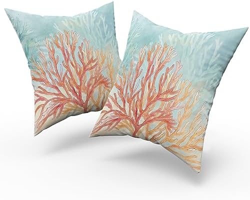 Giwawa Coastal Coral Throw Pillow Covers 20x20 Set of 2, Retro Vibe