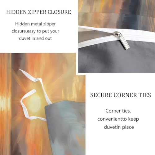 King Duvet Cover Set Soft Microfiber Scenery Sunset