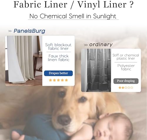 Beige Linen Blackout Curtains 84 Inches Long, Natural Fabric Farmhouse