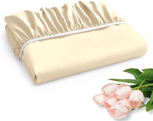 Horbaunal Extra Deep Pocket Queen Fitted Sheet Only, Cream
