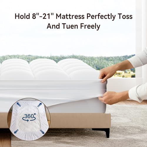 ABENE Queen Mattress Topper, Thick Pillow Top Mattress Pad, Plush
