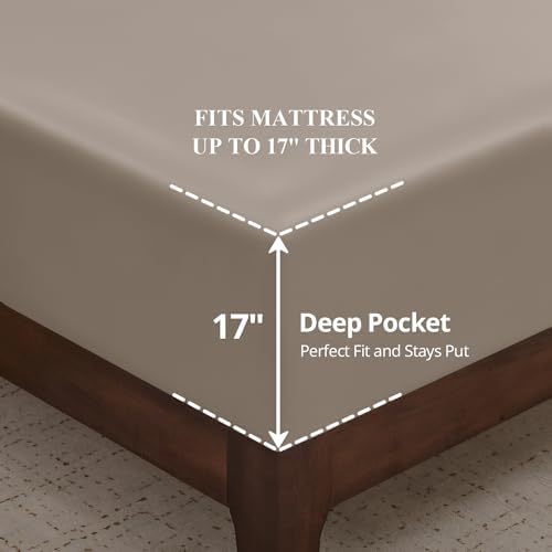Cal King Fitted Sheet Only, Luxury Bamboo Viscose, 17" Deep Pocket
