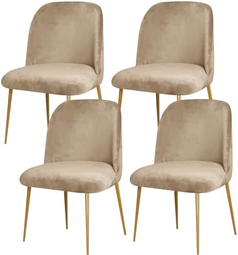 Gollense Curved Back Chair Covers for Dining Room, Velvet Stretch Mid