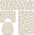 Abstract Beige Geometric 4pcs Bath Mat,17.7" x29.5“+15.7"x47.2"