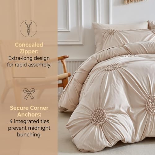 2026 Upgraded Elegant Pinch Pleat Duvet Cover Set, Soft Touch Pinch