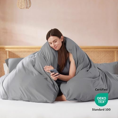 Nestl Grey Duvet Cover King Size - Soft Double Brushed King Duvet