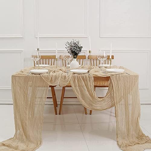 12 Pack Beige Cheesecloth Table Runner 10ft Boho Gauze Cheese Cloth