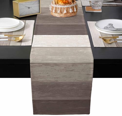 Brown Farmhouse Table Mats Set of 6 With Table Runner 90 Inches Long