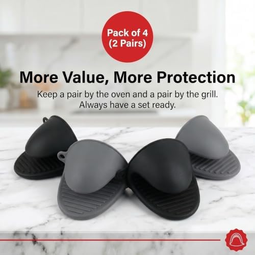 Silicone Kitchen Oven Mitts Set, Mini Finger Protector Cooking Pinch