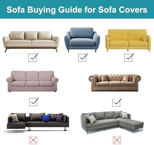 U-NICE HOME Stretch Couch Cover Slipcover for 3 Cushion Sofa, Beige