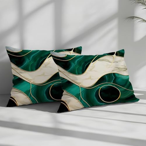 King Duvet Cover Set Abstract Marble Golden Lines, Gray Blue Quilt