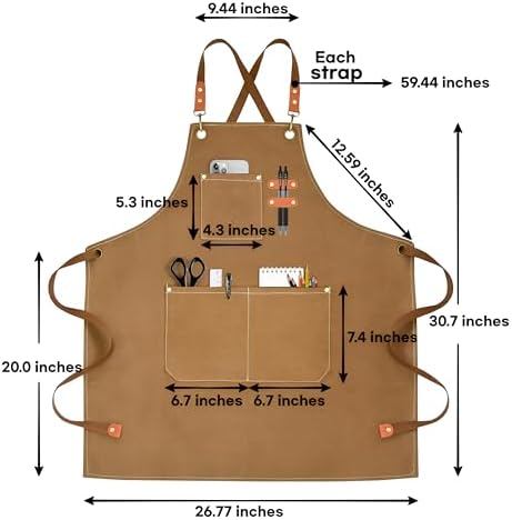 Heavy-Duty Canvas Tool Apron – Adjustable Cross-Back Work Apron with