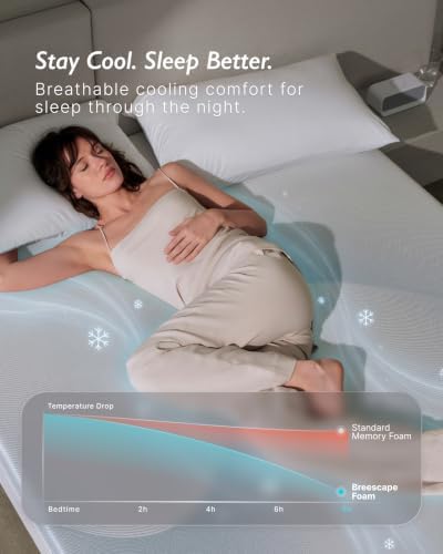 Breescape Cooling Mattress Topper Queen, 3 Inch Responsive Foam Bed
