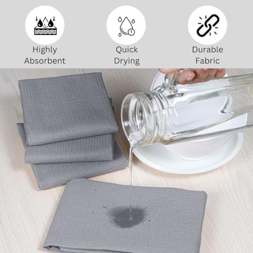 Waffle Kitchen Towels, Grey, 16x26 in, Set of 4