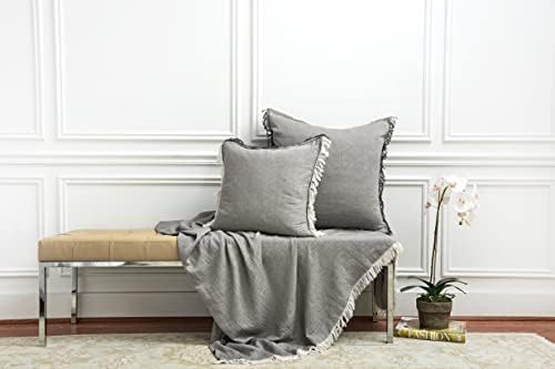 50" x 70" Declan Ash Large Premium Luxury Woven 100% Cotton Throw