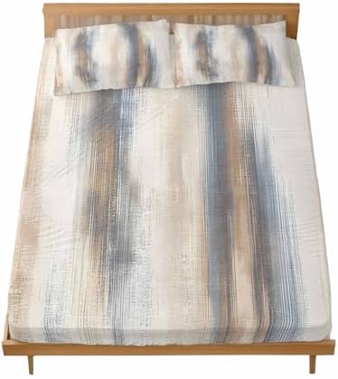 Beige Gray Twin XL Fitted Sheet Set, Abstract Grunge Mottled Neutral