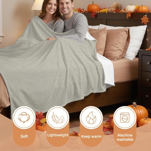 Light Gray Throw Blanket for Couch, Modern Minimalist Solid Color