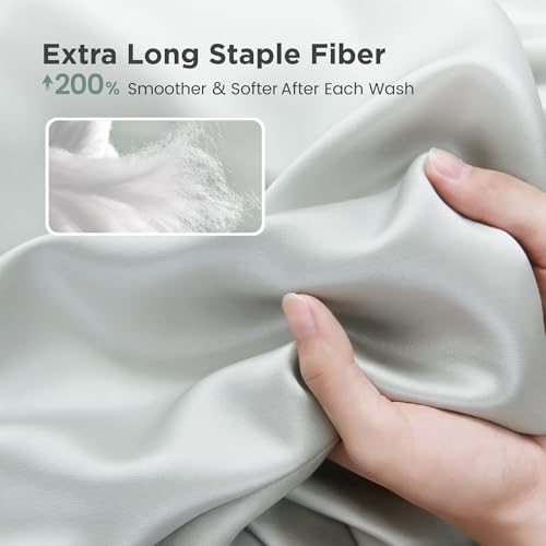 Sophia & William 100% Cotton Sateen Sheet Set King Size 4 Piece Smoky
