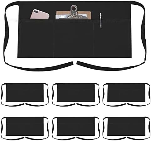 TOPTIE 2 Pack Waist Half Apron with 3 Pockets for Restaurant Waitress