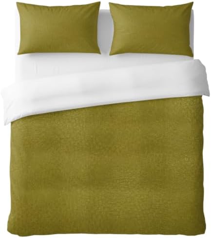 Olive Green Grain Texture Cal King Duvet Cover Set, Vintage Industrial