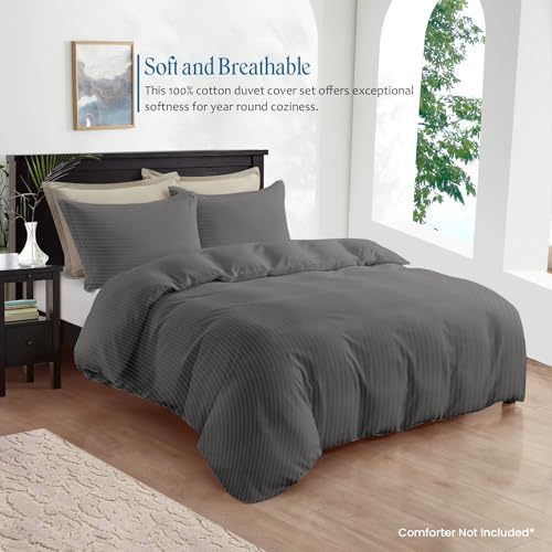 Giza Cotton 3-Sided Zipper Closure 3 PC Duvet Cover Set - Hotel