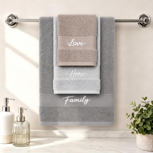 3 Piece Bath Towel Set Cotton Towels with Bath Hand Washcloth for