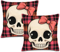 Plaid Accent Pillow Covers 22x22 Inch Set of 2 Linen for Halloween