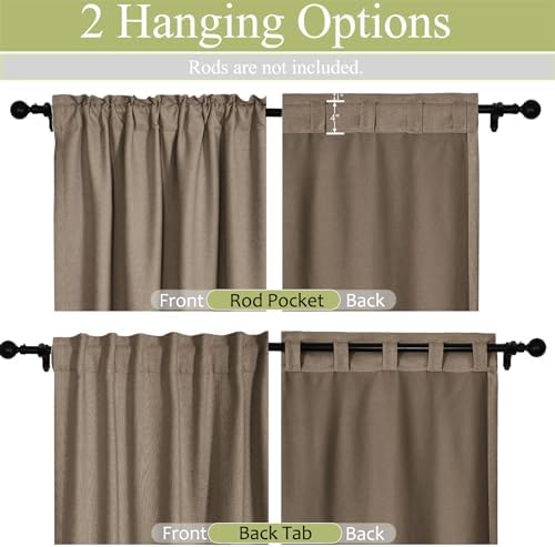 Macochico Blackout Linen Curtains 72 inches Long for Bedroom Living
