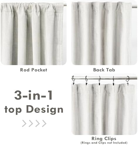 DriftAway 100% Blackout Natural Cream Linen Curtains for Bedroom