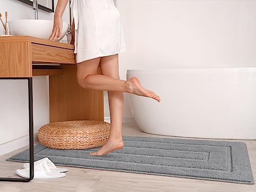HOMORE Grey Bathroom Rug 2 Set of 24x36 Inch and 24x60 Inch Long