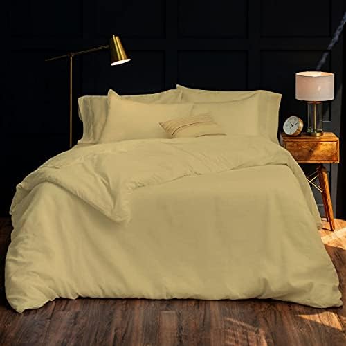 3 PC Beige Duvet Cover Set 100% Egyptian Cotton -600 Thread Count with