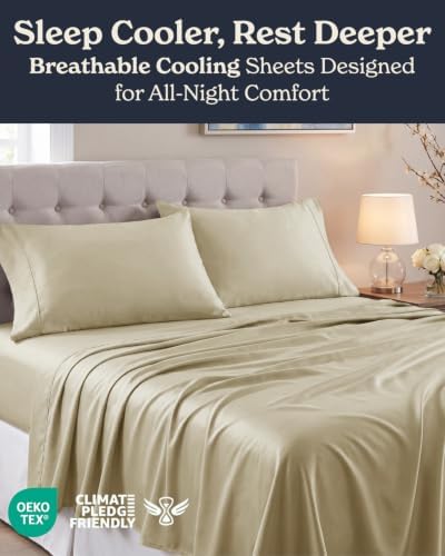 Beckham Hotel Collection Queen 4 Piece Cooling Sheet Set for Hot