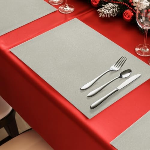 Light Gray Placemats Set of 8, Cotton Linen Fabric Place Mats, Modern